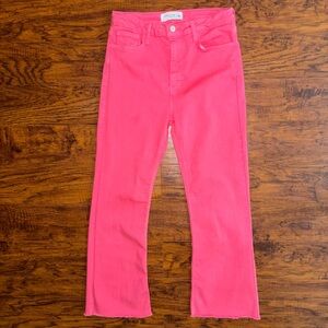 Just Black Denim Vibrant Pink Coral Flare Jeans Women’s 29 Tonal Cropped Jeans